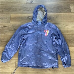 Blue Hooded Windbreaker Jacket with Logo